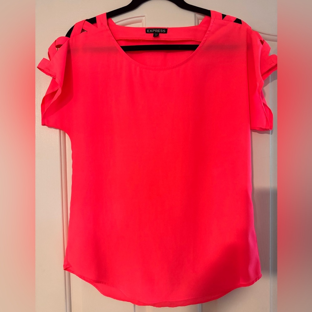 Women's Hot Pink Cut Out Sleeve Top